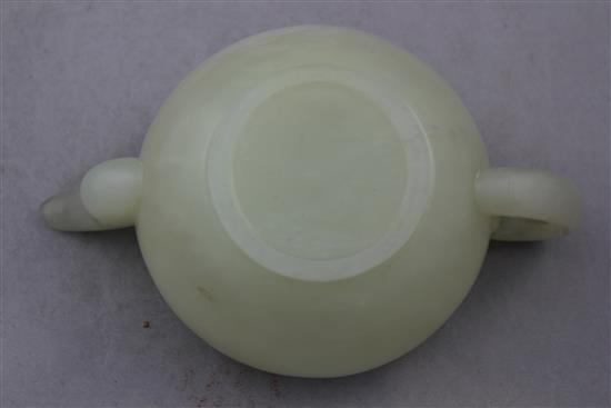 A Chinese pale celadon bowenite jade teapot, 20th century